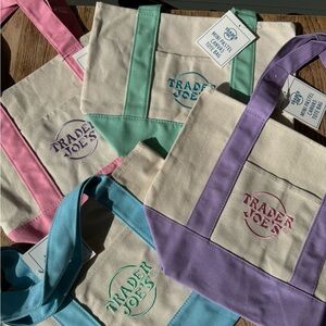 Trader Joe’s Mini Canvas Tote Bag - Green, Purple, Blue